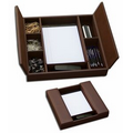 Chocolate Brown Top Grain Leather Classic Conference Room Organizer
